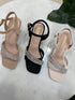 Women Luxury Rhinestone Decor Open Toe Buckle Straps